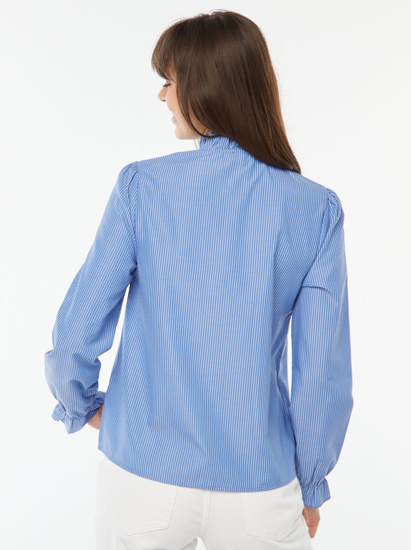 Camisa de popelina con volantes Azul - Kiabi