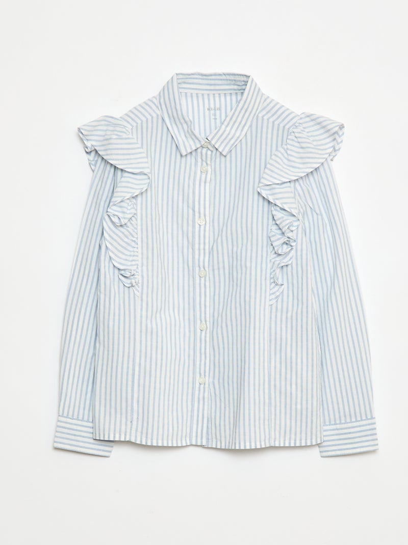 Camisa de popelina con volantes Azul - Kiabi