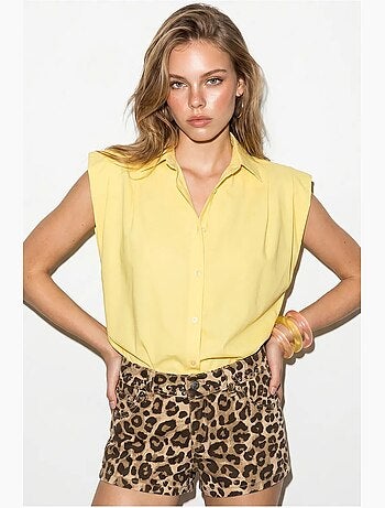 Camisa de popelina cropped sin mangas para mujer lucci