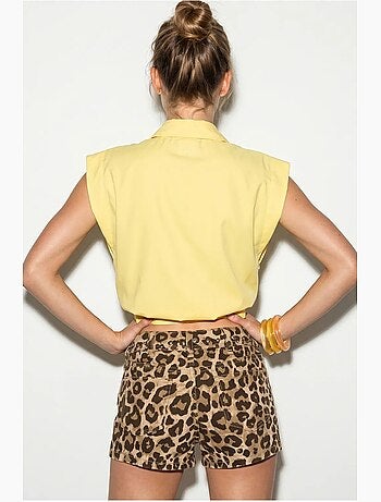 Camisa de popelina cropped sin mangas para mujer lucci