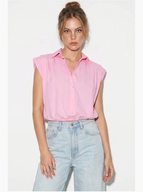 Camisa de popelina cropped sin mangas para mujer lucci - Kiabi