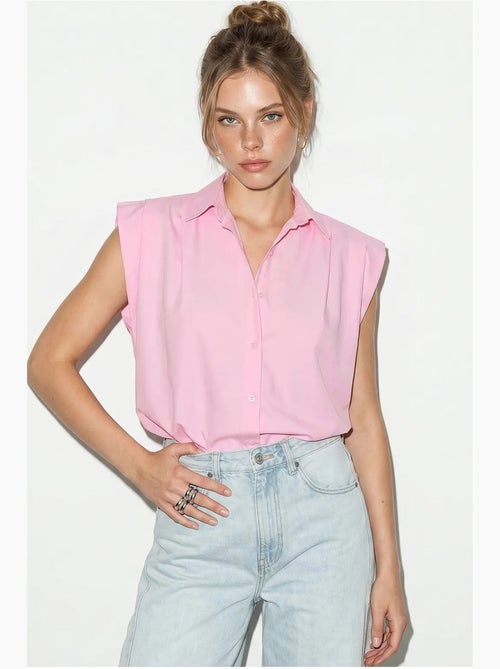 Camisa de popelina cropped sin mangas para mujer lucci - Kiabi