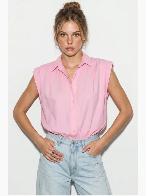 Camisa de popelina cropped sin mangas para mujer lucci - Kiabi