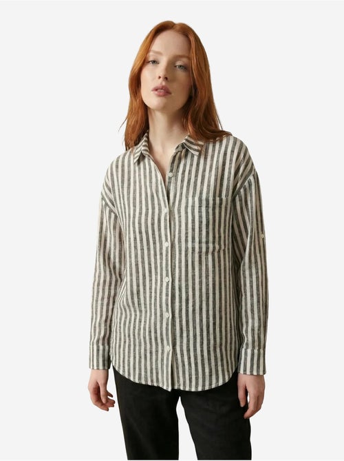 Camisa de popelina de algodón a rayas my fashion - Kiabi Camisa de popelina de algodón a rayas my fashion - Kiabi