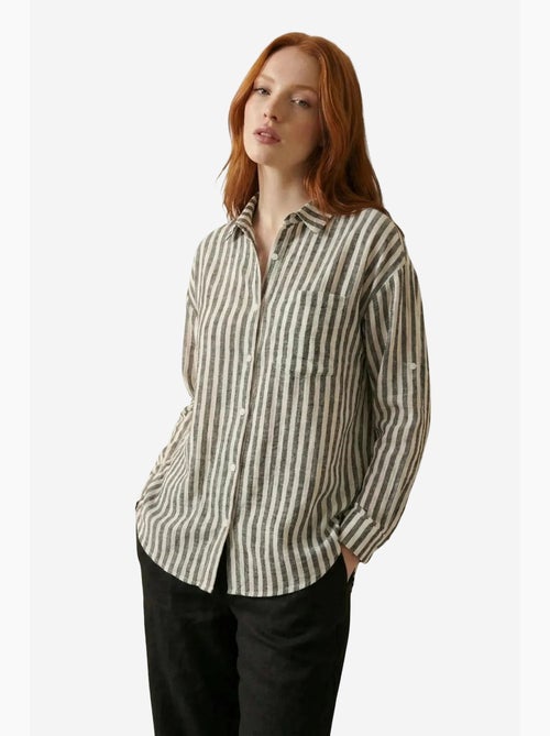 Camisa de popelina de algodón a rayas my fashion - Kiabi Camisa de popelina de algodón a rayas my fashion - Kiabi