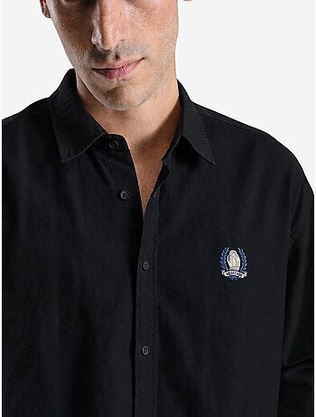 Camisa de popelina de algodón bordada para hombre giesto
