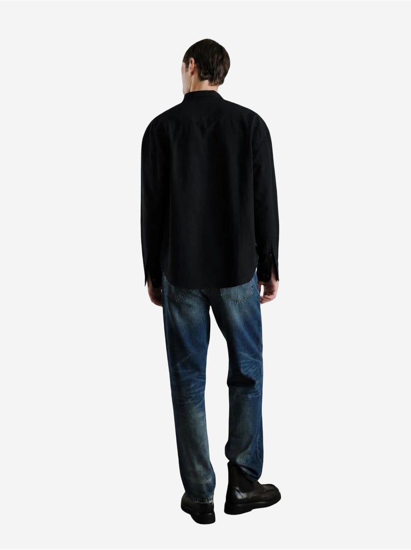 Camisa de popelina de algodón bordada para hombre giesto Negro - Kiabi