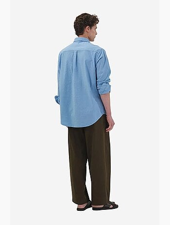 Camisa de popelina de algodón con estampado de texto para hombre giesto