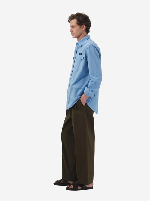 Camisa de popelina de algodón con estampado de texto para hombre giesto - Kiabi Camisa de popelina de algodón con estampado de texto para hombre giesto - Kiabi