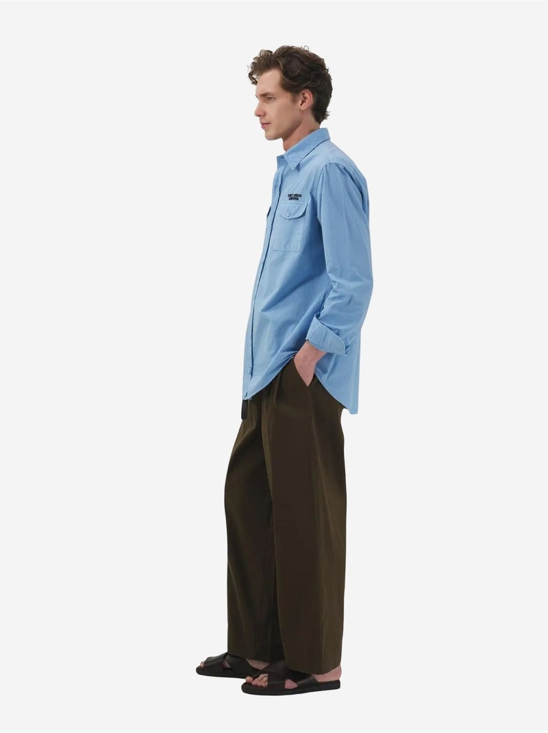Camisa de popelina de algodón con estampado de texto para hombre giesto Azul claro - Kiabi