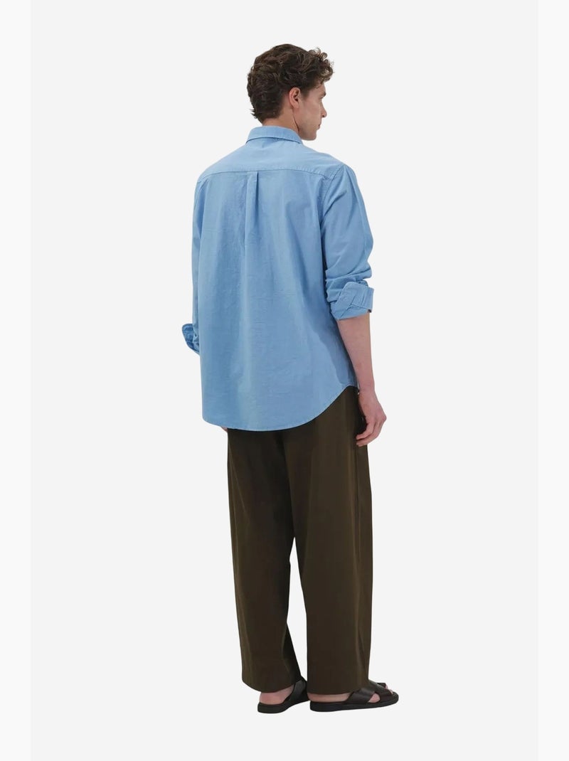 Camisa de popelina de algodón con estampado de texto para hombre giesto Azul claro - Kiabi