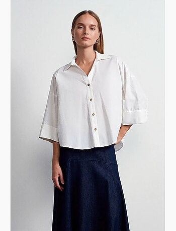 Camisa de popelina de algodón de corte holgado dilvin