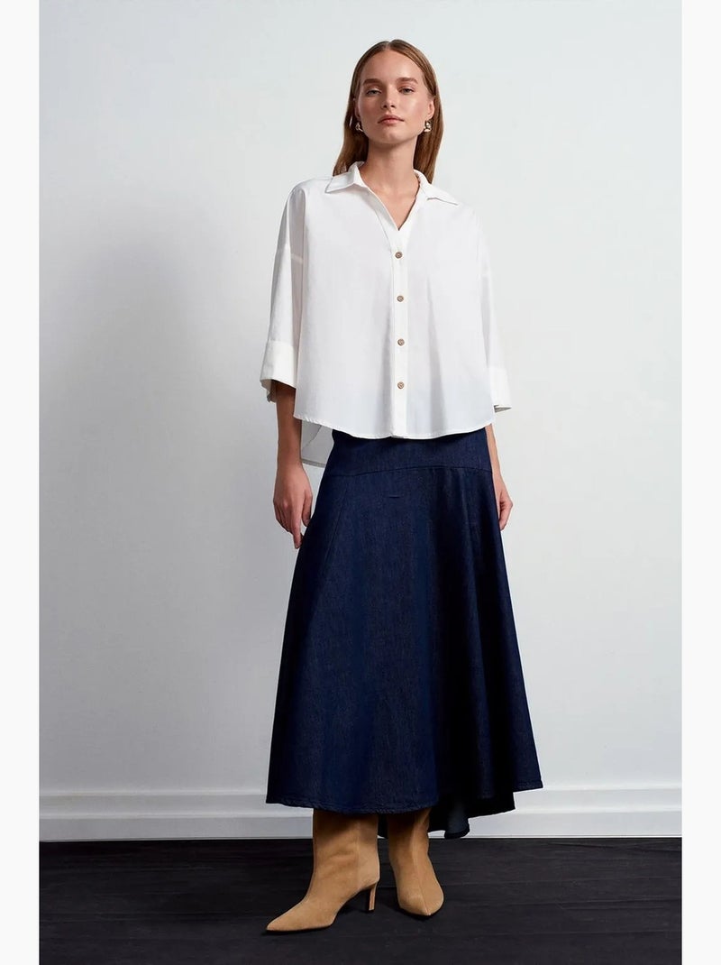 Camisa de popelina de algodón de corte holgado dilvin Blanco - Kiabi