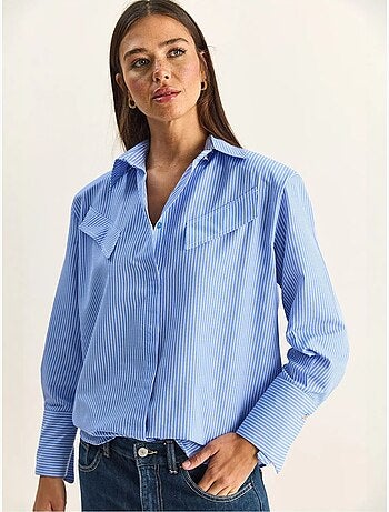 Camisa de popelina de algodón-poliéster a rayas lucci