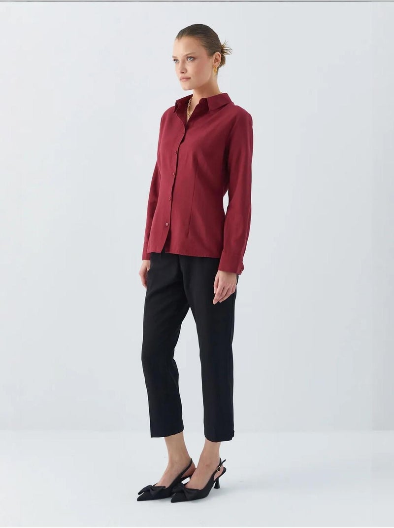 Camisa de popelina de corte entallado con botones mixray Rojo burdeos - Kiabi