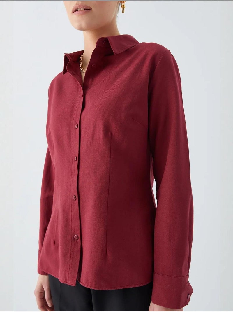 Camisa de popelina de corte entallado con botones mixray Rojo burdeos - Kiabi