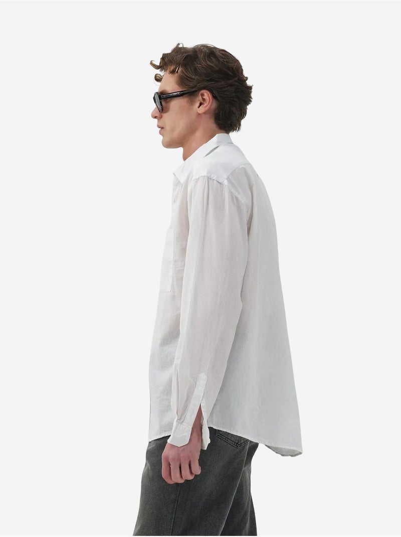 Camisa de popelina de corte regular con botones giesto Blanco - Kiabi