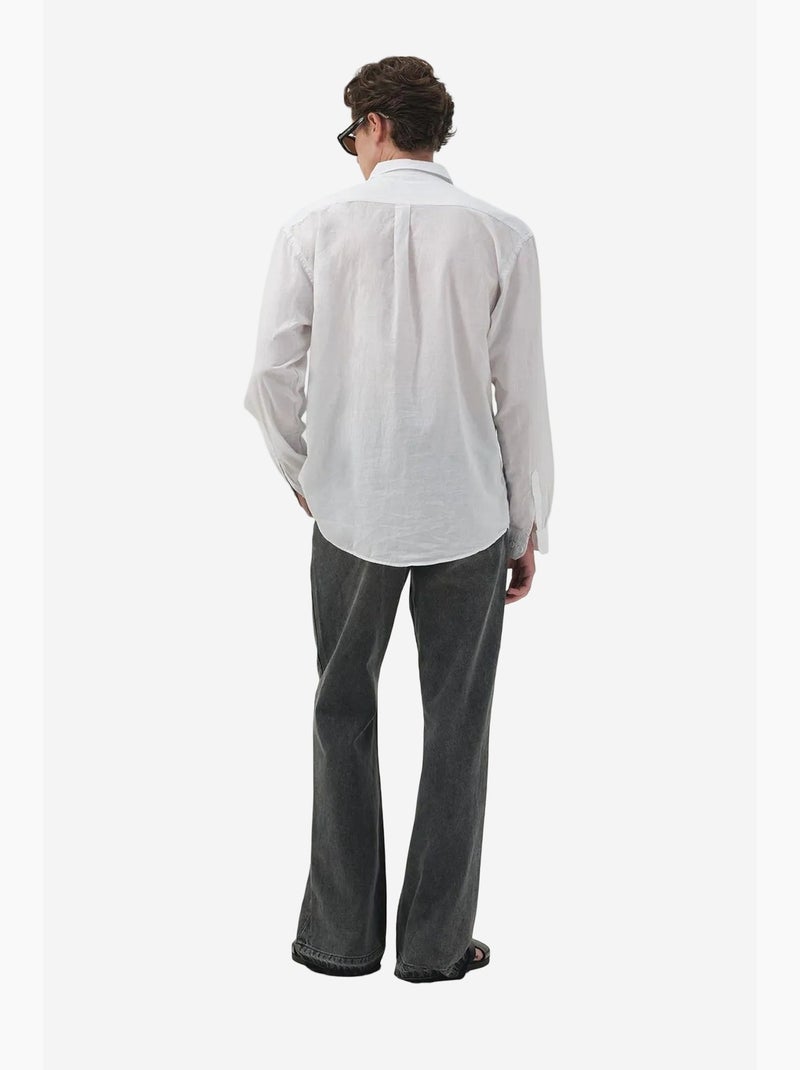 Camisa de popelina de corte regular con botones giesto Blanco - Kiabi