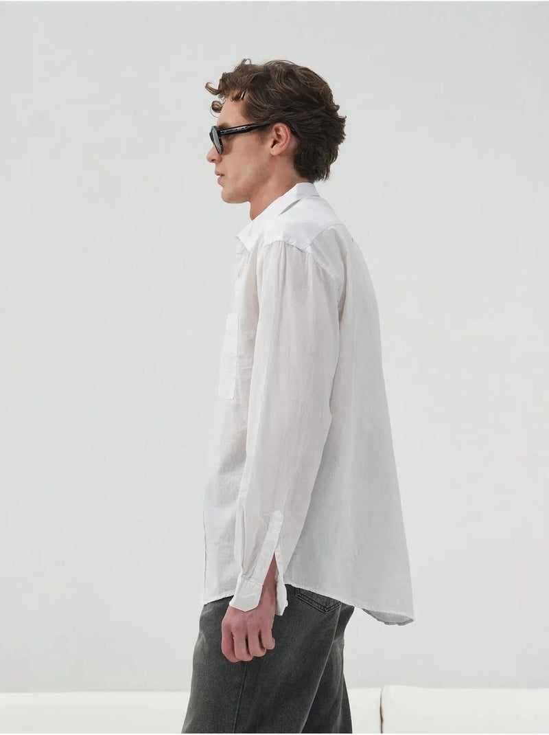 Camisa de popelina de corte regular con botones giesto Blanco - Kiabi