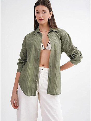Camisa de popelina de corte relajado con cierre de botones mixray