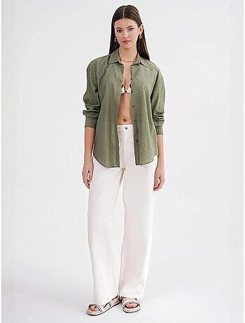 Camisa de popelina de corte relajado con cierre de botones mixray