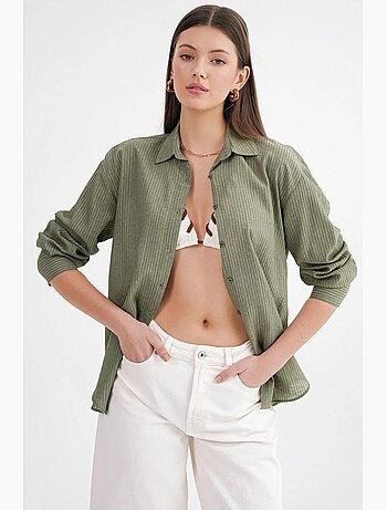 Camisa de popelina de corte relajado con cierre de botones mixray