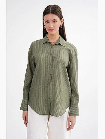 Camisa de popelina de corte relajado con cierre de botones mixray