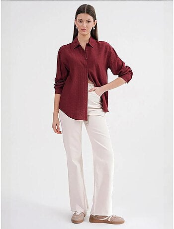 Camisa de popelina de corte relajado con cierre de botones mixray