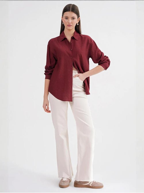 Camisa de popelina de corte relajado con cierre de botones mixray - Kiabi Camisa de popelina de corte relajado con cierre de botones mixray - Kiabi