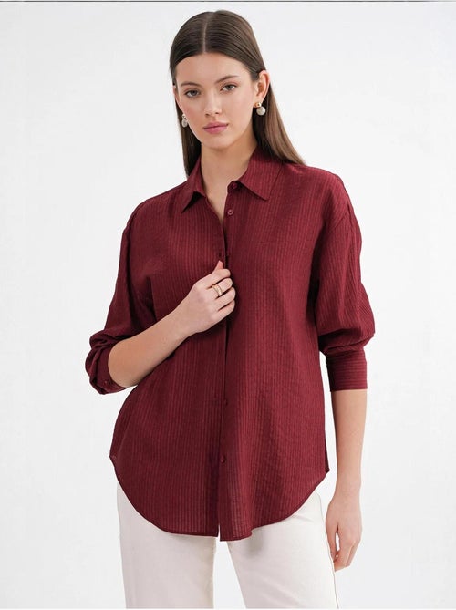Camisa de popelina de corte relajado con cierre de botones mixray - Kiabi Camisa de popelina de corte relajado con cierre de botones mixray - Kiabi