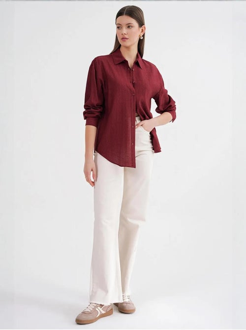 Camisa de popelina de corte relajado con cierre de botones mixray - Kiabi Camisa de popelina de corte relajado con cierre de botones mixray - Kiabi