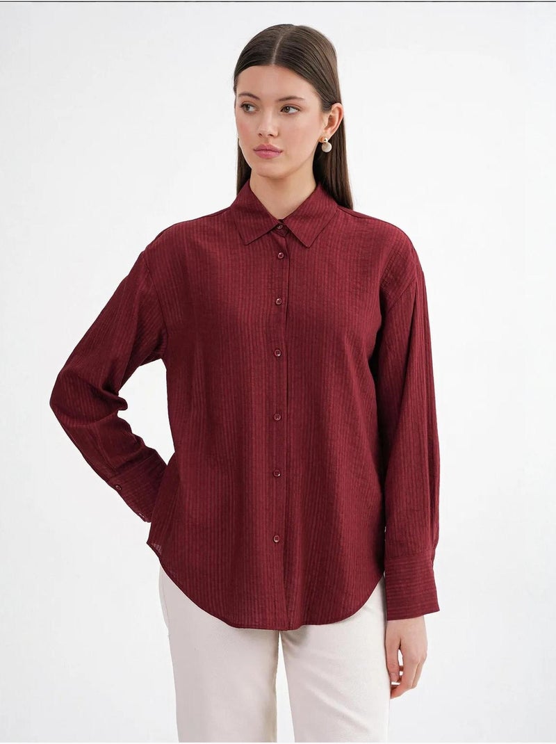 Camisa de popelina de corte relajado con cierre de botones mixray Rojo burdeos - Kiabi