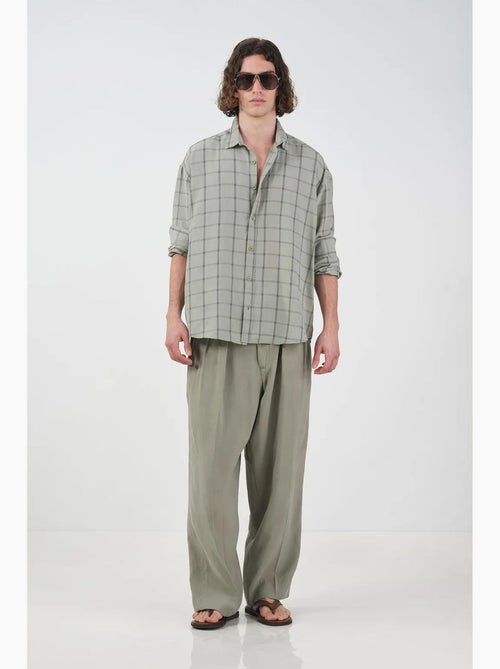 Camisa de popelina de cuadros oversize giesto - Kiabi Camisa de popelina de cuadros oversize giesto - Kiabi