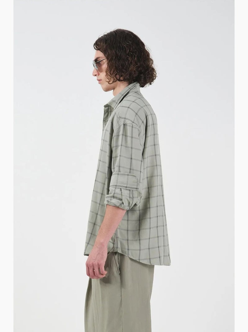 Camisa de popelina de cuadros oversize giesto Verde pastel - Kiabi