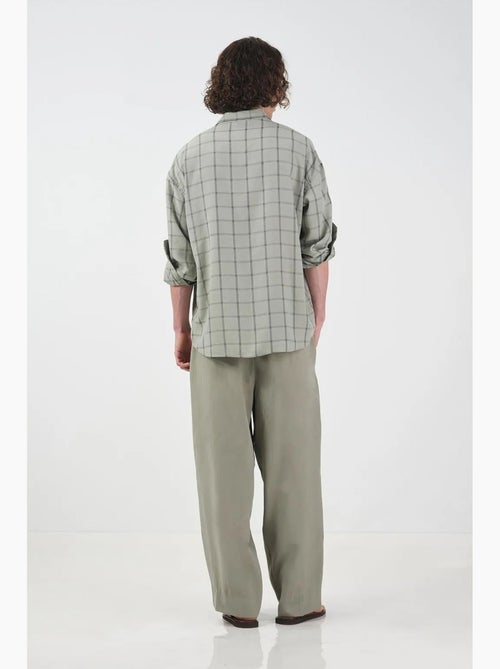 Camisa de popelina de cuadros oversize giesto - Kiabi Camisa de popelina de cuadros oversize giesto - Kiabi
