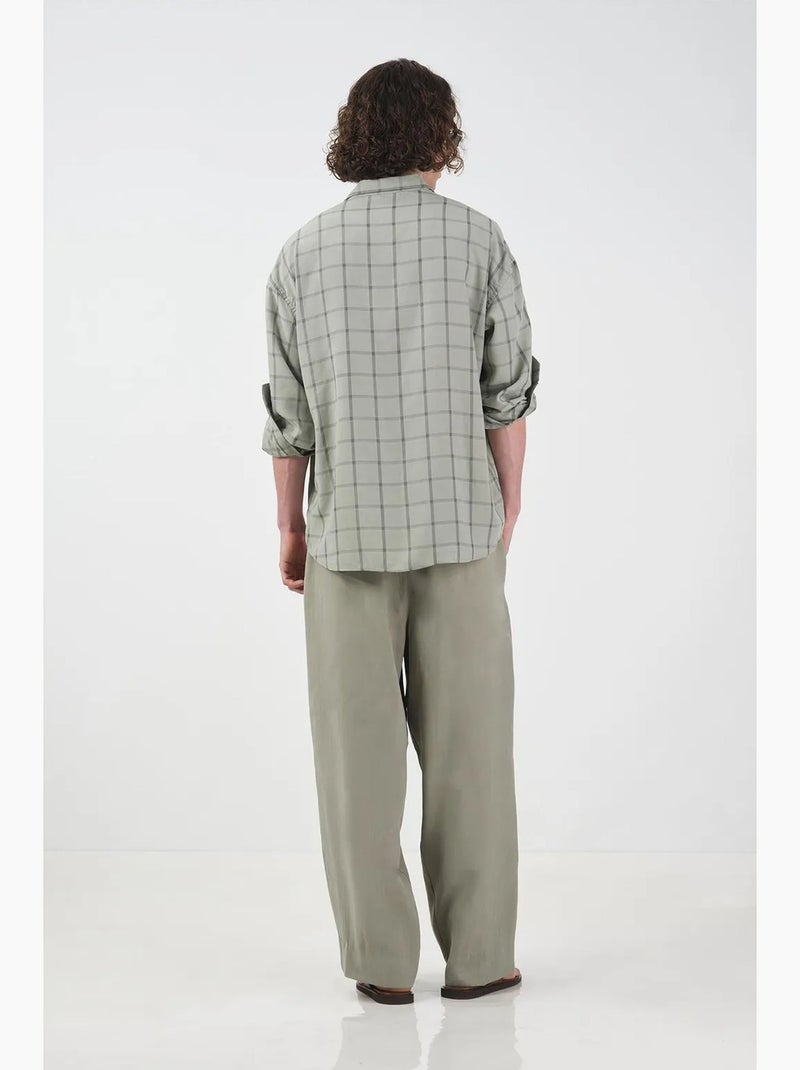 Camisa de popelina de cuadros oversize giesto Verde pastel - Kiabi