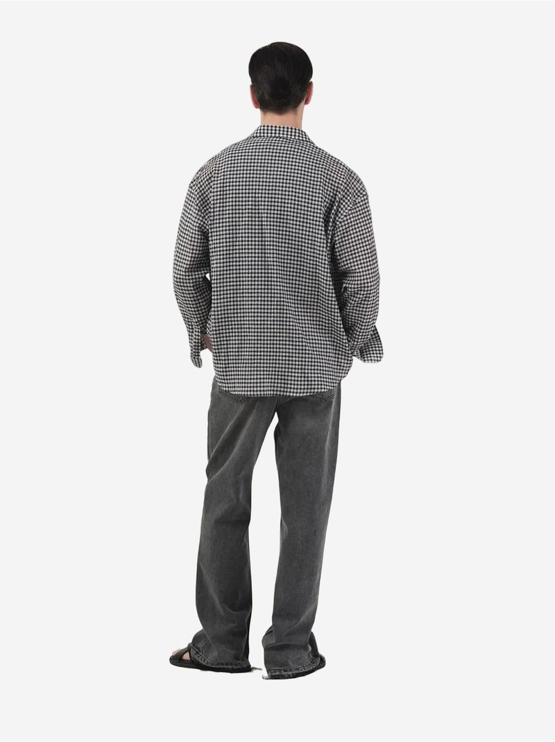 Camisa de popelina de cuadros para hombre giesto Gris oscuro - Kiabi