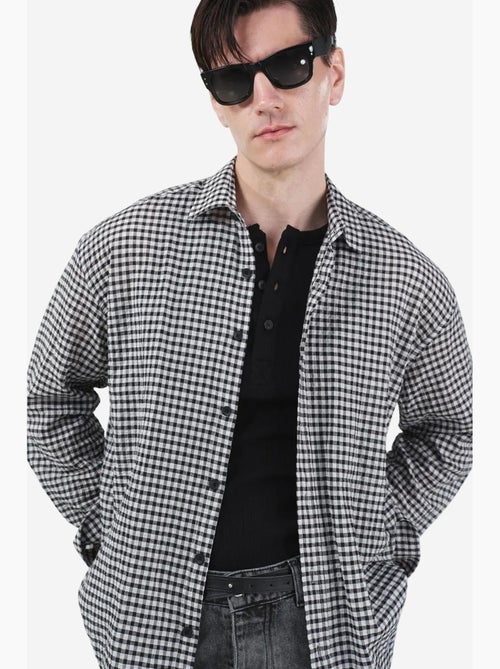 Camisa de popelina de cuadros para hombre giesto - Kiabi Camisa de popelina de cuadros para hombre giesto - Kiabi