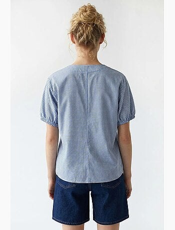 Camisa de popelina de cuadros vichy con botones mixray