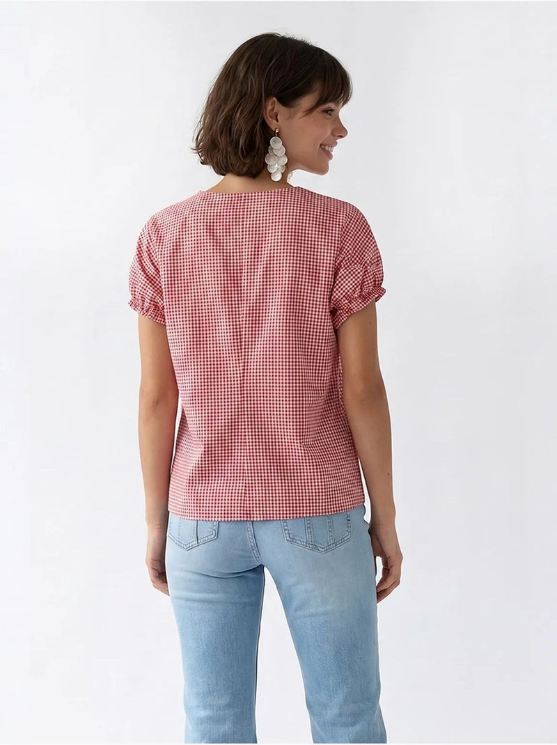 Camisa de popelina de cuadros vichy con botones mixray Multicolor - Kiabi