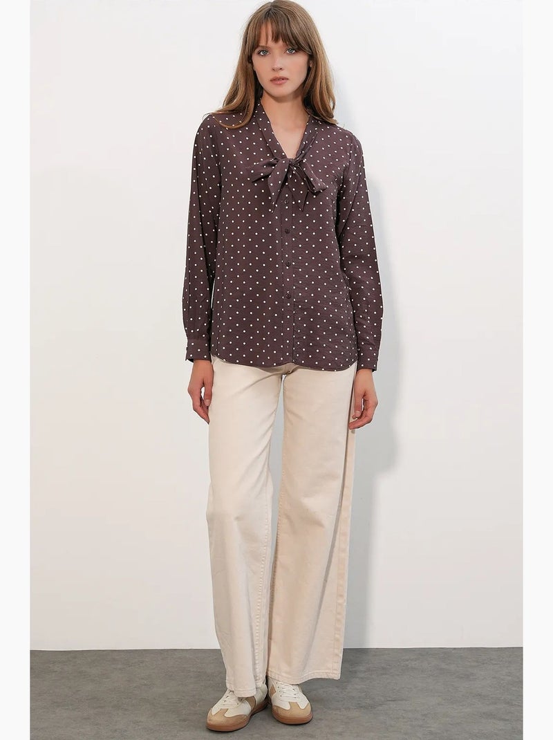 Camisa de popelina de lunares bdart Marrón - Kiabi
