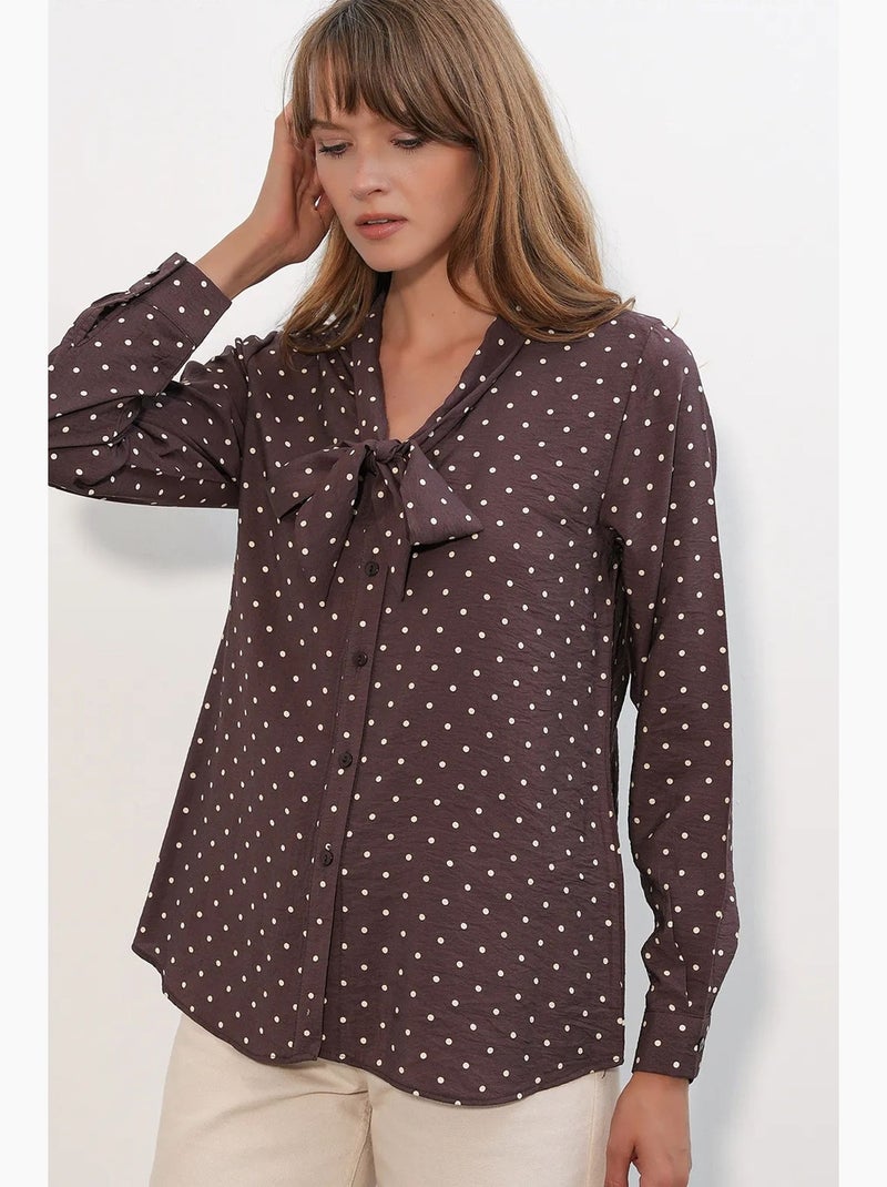 Camisa de popelina de lunares bdart Marrón - Kiabi