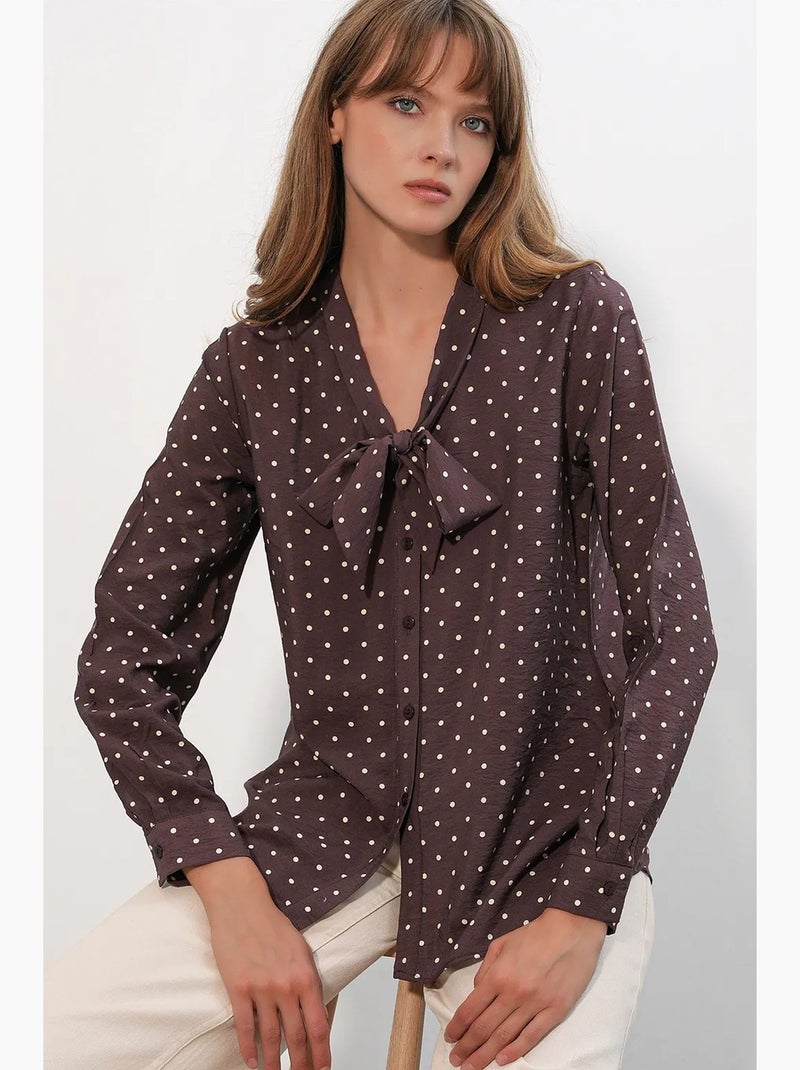 Camisa de popelina de lunares bdart Marrón - Kiabi