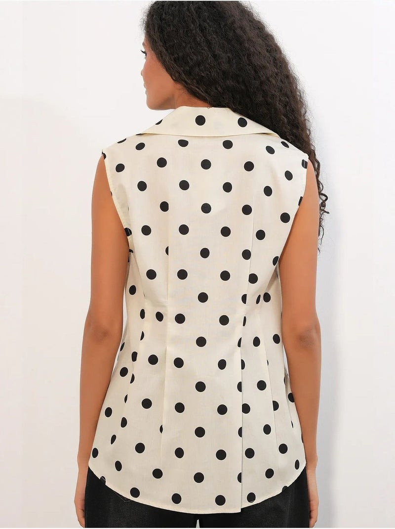 Camisa de popelina de lunares sin mangas de corte entallado bdart Blanco roto - Kiabi