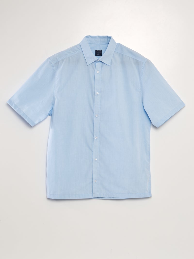 Camisa de popelina de manga corta AZUL - Kiabi