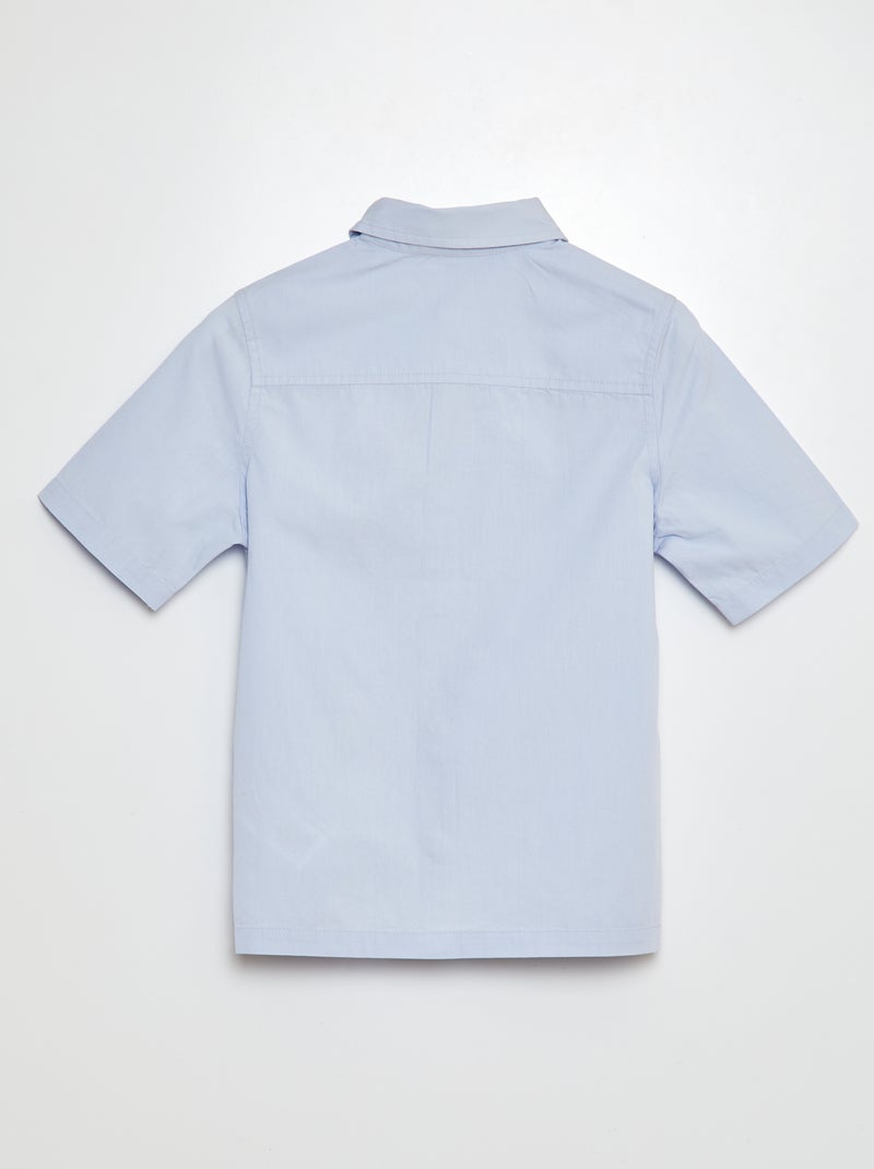 Camisa de popelina de manga corta AZUL - Kiabi