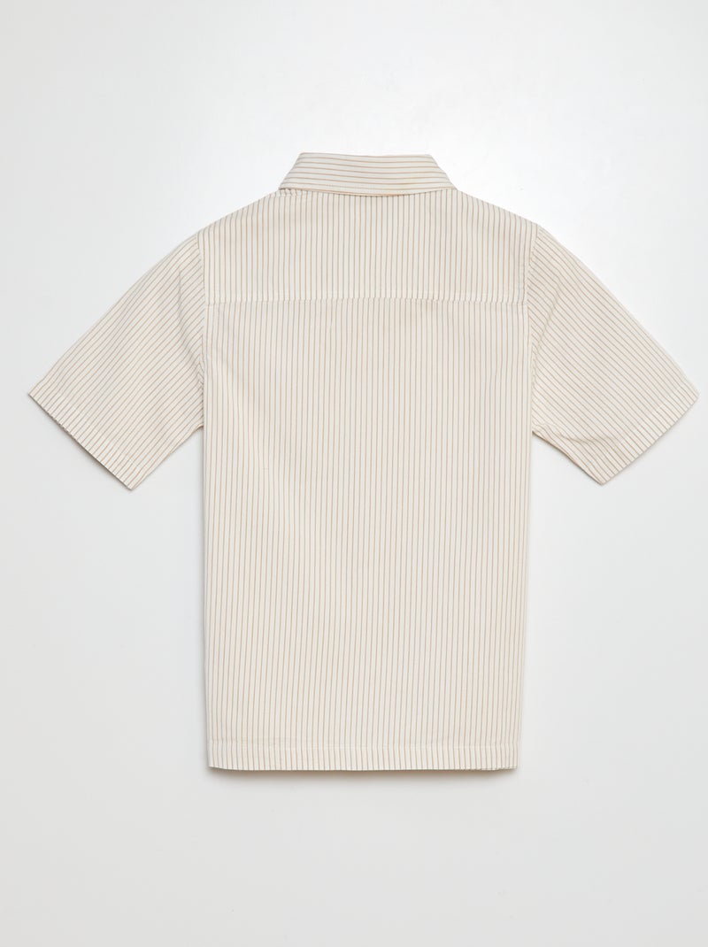 Camisa de popelina de manga corta BEIGE - Kiabi