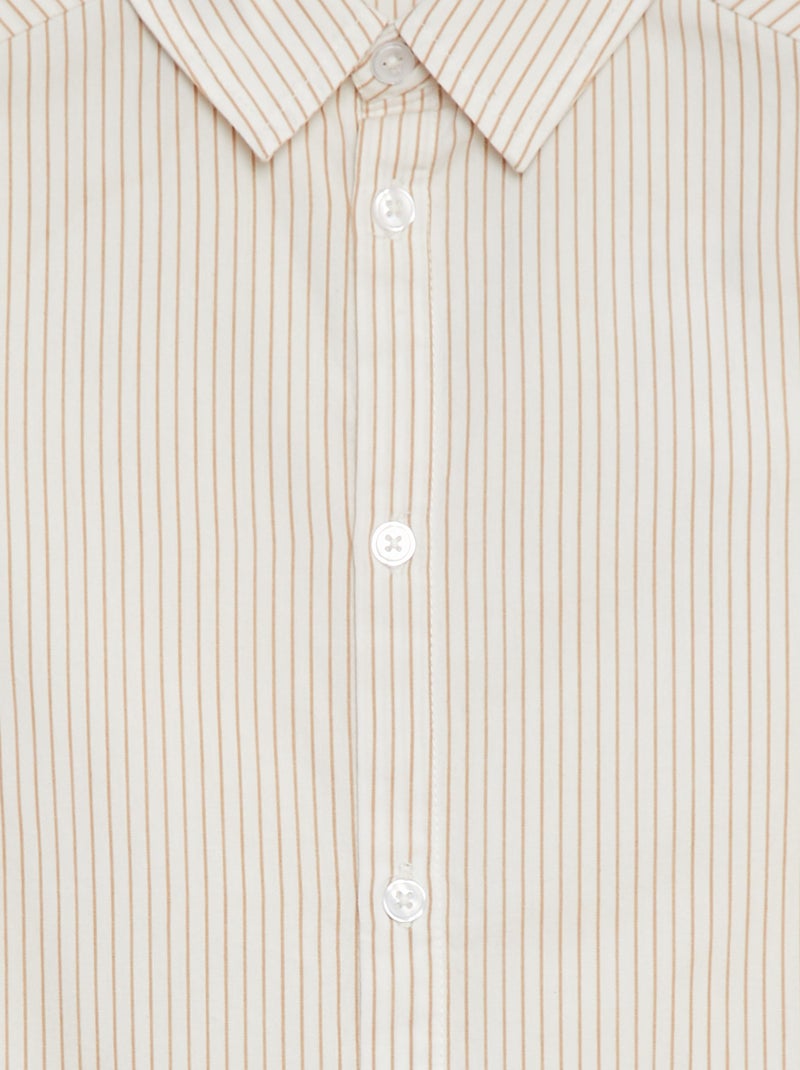 Camisa de popelina de manga corta BEIGE - Kiabi