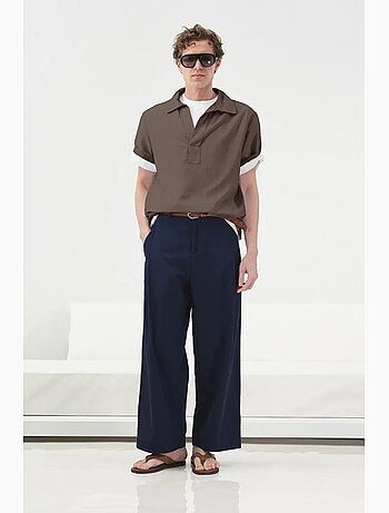 Camisa de popelina de manga corta de corte relaxed giesto