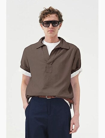 Camisa de popelina de manga corta de corte relaxed giesto